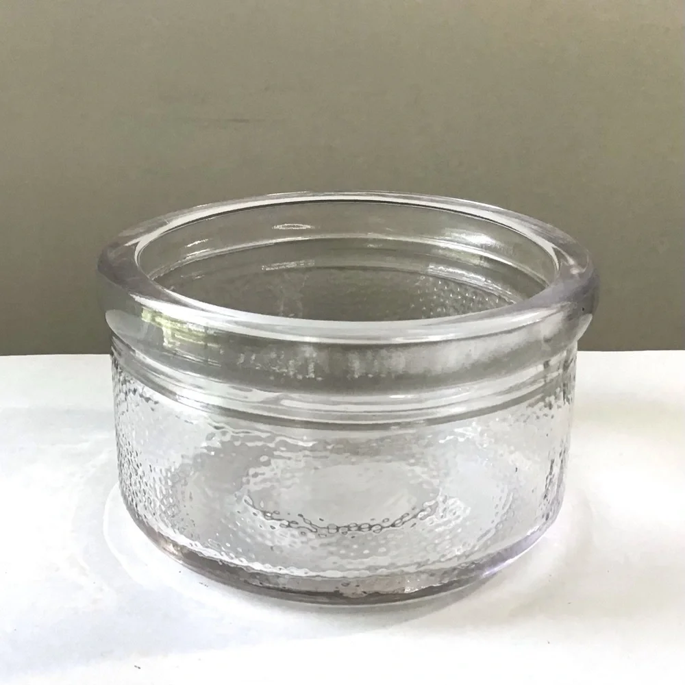 Vintage Bowl Heavy Thick Clear Glass Textured Pebbled Dimpled Dish 4.75” Diam.